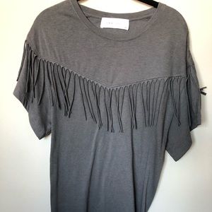 IRO gray fringe T-shirt dress